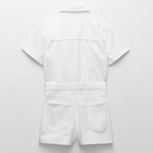 Zara Utility Romper Zip Up Short WHITE Size M NEW - Picture 5 of 5